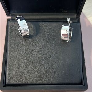 Stainless Steel Hoop Earrings with Crystal Accents